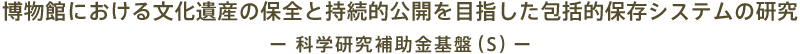 博物館における文化遺産の保全と持続的公開を目指した包括的保存システムの研究